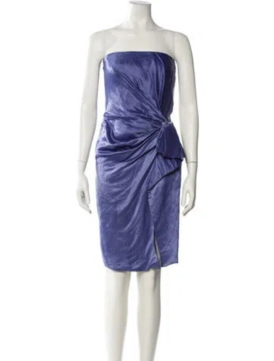 Pre-owned Lanvin Linen Mini Dress In Purple