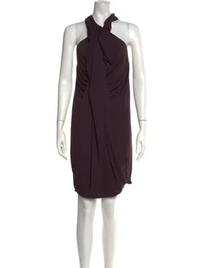 Pre-owned Lanvin Linen Mini Dress In Purple