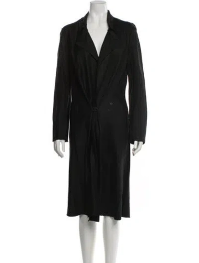 Pre-owned Lanvin Linen Trench Coat In Black