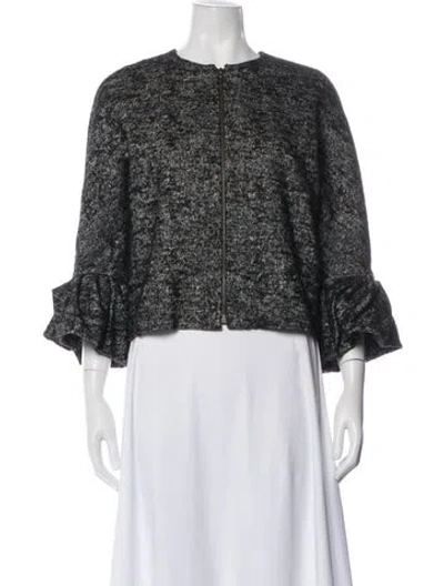 Pre-owned Lanvin Linen Tweed Pattern Jacket In Gray