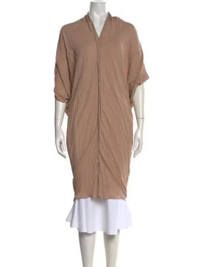 Pre-owned Lanvin Linen V-neck Top In Neutral