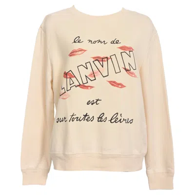 Lanvin Lipstick Logo-print Sweatshirt In Cream Cotton In Neutral