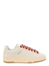 Lanvin 'lite Curb' White Low Top Sneakers With Oversized Multicolor Laces In Leather Woman In White