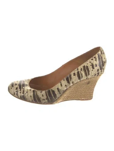 Pre-owned Lanvin Lizard Animal Print Pumps In Neutral