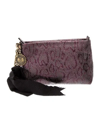 Pre-owned Lanvin Lizard Clutch In Purple