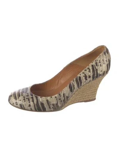 Pre-owned Lanvin Lizard Pumps In Neutral