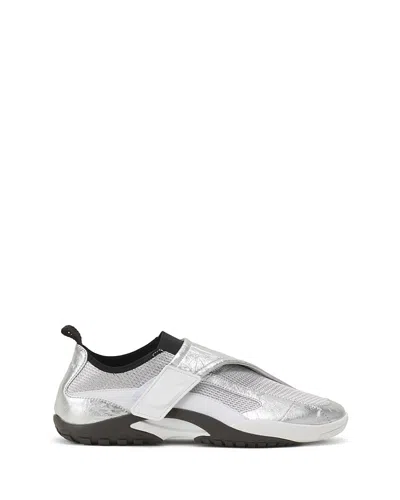 Lanvin Lnv1 Sneakers In Crinkled Metallic Leather In Silver