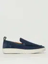 Lanvin Slip-on Suede Sneakers With Contrasting Rubber Sole In Blue