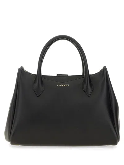 Lanvin Structured Leather Tote Bag Handles In Black