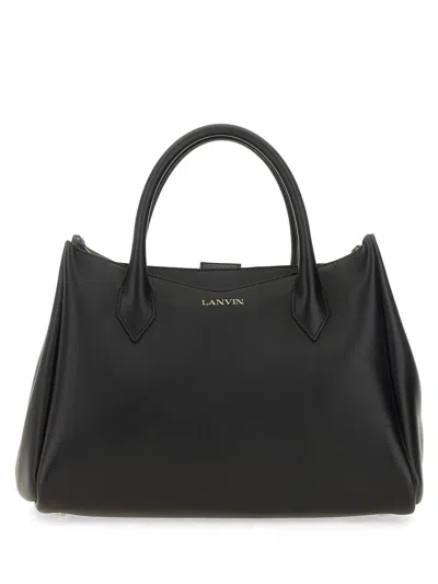 Lanvin Structured Leather Tote Bag Handles In Black