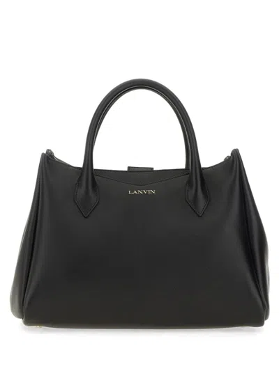 Lanvin Structured Leather Tote Bag Handles In Black