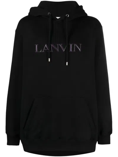 Lanvin Curb-lace Cotton Hoodie In Black
