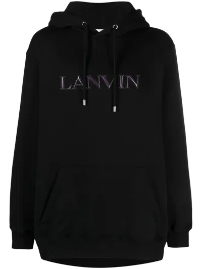 LANVIN LOGO-APPLIQUÉ COTTON HOODIE