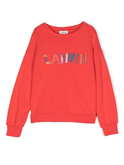 Lanvin Logo Cotton Sweatshirt In Red