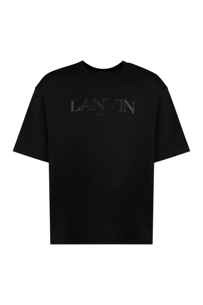 Lanvin Black Logo-appliqué Cotton T-shirt In Negro