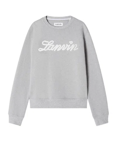 Lanvin Logo-detail Crew-neck Sweatshirt In Gray