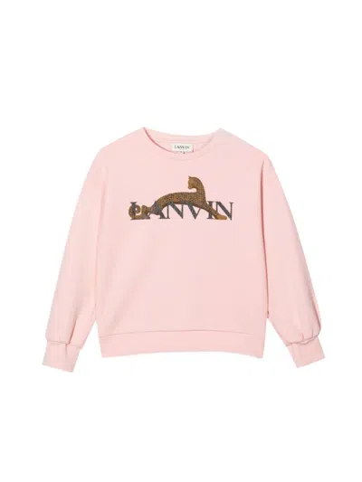 Lanvin Kids' Logo Crewneck Sweatshirt In Pink