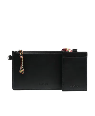 Lanvin Logo-debossed Leather Clutch In Black