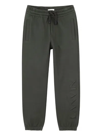 Lanvin Logo Design Cuffed Hem Pants For Boys In Green