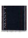 Lanvin Logo-detail Fringed Scarf In Blue
