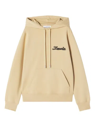 Lanvin Beige Relaxed-fit Hoodie With Adjustable Drawstring In Brown
