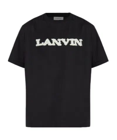 Lanvin Logo-embellished Cotton T-shirt In Black