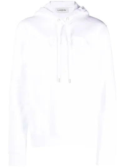 Lanvin Logo-embroidered Cotton Hoodie In White