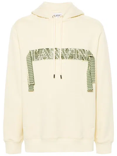 Lanvin Logo-embroidered Cotton Hoodie In Nude