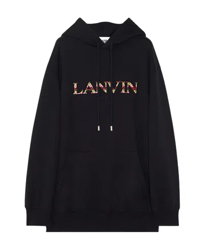 LANVIN LANVIN LOGO DETAILED DRAWSTRING HOODIE