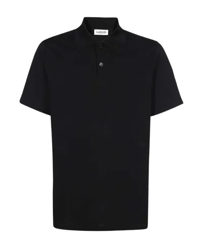 Lanvin Logo-embroidered Cotton Polo Shirt In Black
