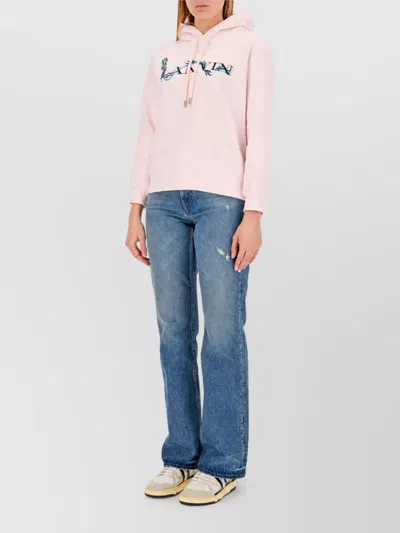 Lanvin Logo Embroidered Cotton Sweatshirt In Pink