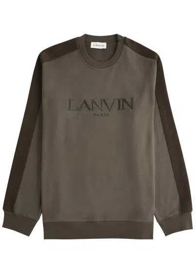 Lanvin Logo-embroidered Cotton Sweatshirt In Brown