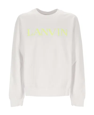 Lanvin Logo-embroidered Cotton Sweatshirt In White