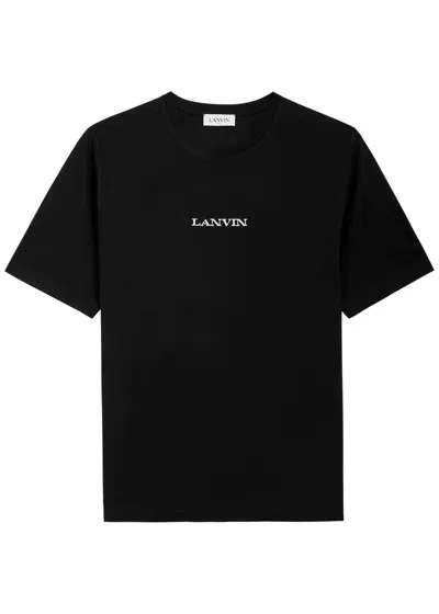 Lanvin Logo-embroidered Cotton T-shirt In Black