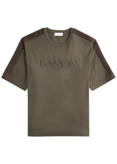 Lanvin Logo-embroidered Cotton T-shirt In Brown