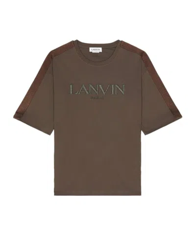 Lanvin Logo-embroidered Cotton T-shirt In Brown