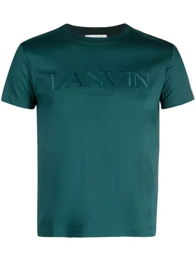 Lanvin Logo-embroidered Cotton T-shirt In Bottle