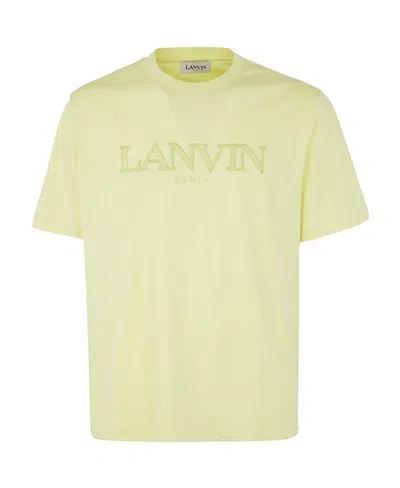 Lanvin Logo-embroidered Cotton T-shirt In Nude