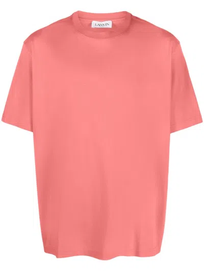 Lanvin Logo-embroidered Cotton T-shirt In Pink