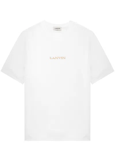 Lanvin Logo-embroidered Cotton T-shirt In White