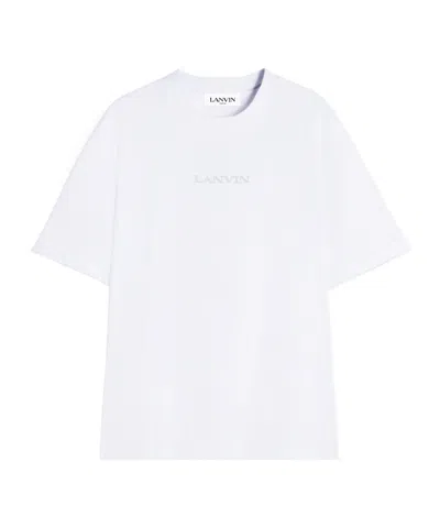 Lanvin Logo-embroidered Cotton T-shirt In White