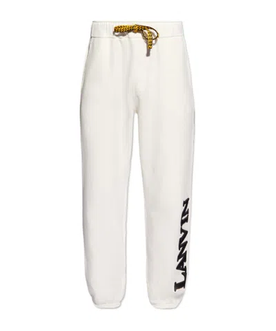 Lanvin Logo-embroidered Cotton Track Trousers In White