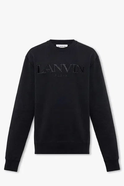 Lanvin Logo Embroidered Crewneck Sweatshirt In Black