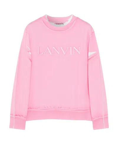 Lanvin Logo Embroidered Crewneck Sweatshirt In Pink