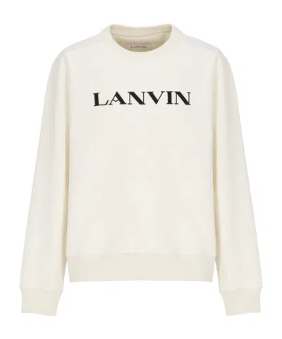 Lanvin Logo Embroidered Crewneck Sweatshirt In White