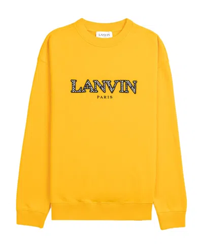 Lanvin Logo Embroidered Crewneck Sweatshirt In Yellow