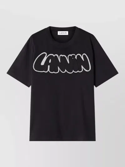 Lanvin Logo Embroidered Crewneck T Shirt In Black