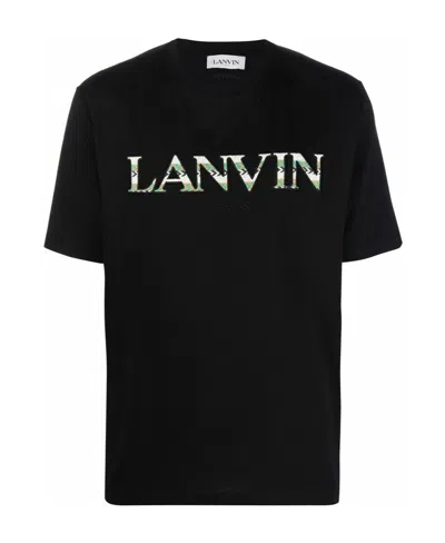 Lanvin Logo Embroidered Crewneck T-shirt In Black