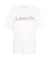 Lanvin White Oversized Embroidered Curb T-shirt In Pink