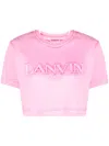 Lanvin Logo Printed Over Crop Jersey T-shirt In Pink